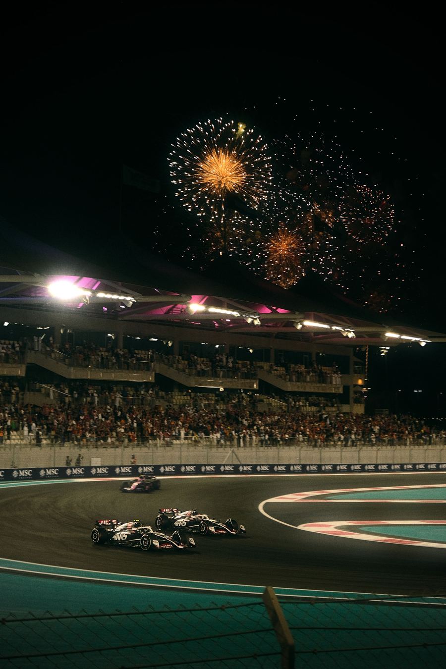 Night race under floodlights
